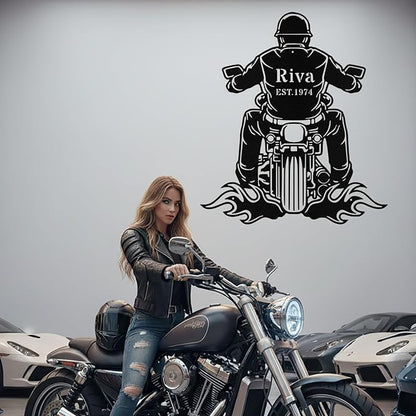 Custom Motorcycle Metal Signs Personalized Biker Name Sign Custom Garage Decor Motorbikes Wall Art Decor Motorcycle Sign Men Room Decorate Gifts for Men Husband Rider