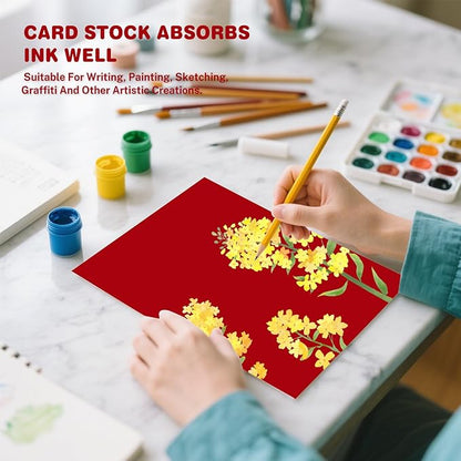 Cardstock 8.5 X 11, 80 Sheets Christmas Red Card Stock, 75lb/ 200gsm Copy Paper, Cardstock Printer Paper for Art, Drawing, Invitations, DIY Cards, Craft, Construction, School & Office Supplie