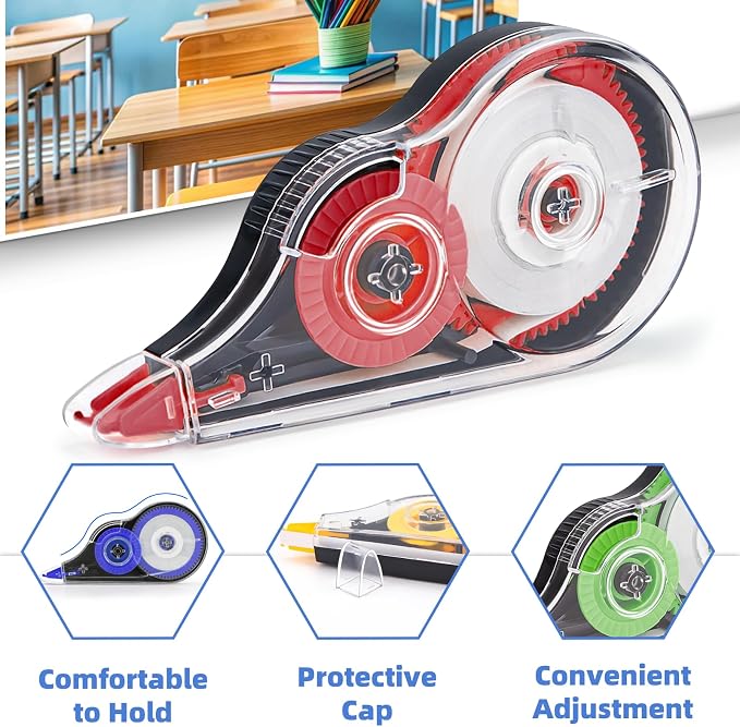 4 Pcs Colorful Correction Tape, 39.4 Ft White Tear-Resistant | Wrong Out Bulk, Instant Corrections Easy To Use Applicator, Tape Width 0.2 in Clear, for School Office, Note Taking, Journal