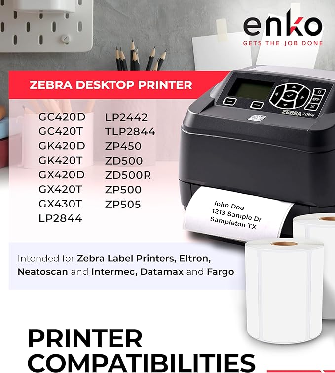 enKo 4" x 2" Labels for Zebra Desktop Printers (48 Rolls | 36,000 Labels) Direct Thermal Address Mailing Shipping Barcode FBA Stickers FNSKU Label for Zebra and Eltron (Perforated)