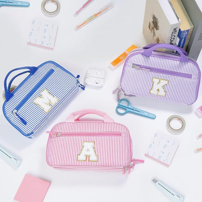YOOLIFE Pencil Case for Girls, Cute Pencil Pouch Pen Case, Large Capacity Aesthetic School Supplies for Teen Girls, Purple B