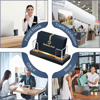 NIUBEE Acrylic Business Card Holder: Clear Plastic Business Cards Display Stand for Desk - Gift Card Organizer for Office 8 Pieces