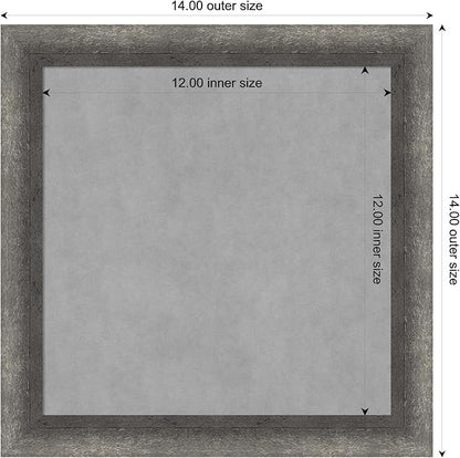 Amanti Art Grey Framed Magnetic Board 14x14 X-Small Vision Board for use with Magnets, 100% Metal Sheet to Display Items as Office Decor or for Home Organization in mudroom, Kitchen or Kids Room
