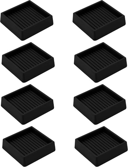 2.5X2.5 Rubber Caster Cups, Non Slip Furniture Pads, Anti-Slip Gripper, Anti Skid Furniture Feet, Anti Slide Floor Protector for Bed Couch Stoppers - 8 Pack Black