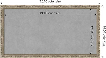 Amanti Art Silver Framed Magnetic Board 14x26 Small Vision Board for use with Magnets, 100% Metal Sheet to Display Items as Office Decor or for Home Organization in mudroom, Kitchen or Kids Room
