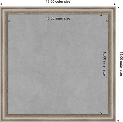 Amanti Art Silver Framed Magnetic Board 18x18 Small Vision Board for use with Magnets, 100% Metal Sheet to Display Items as Office Decor or for Home Organization in mudroom, Kitchen or Kids Room
