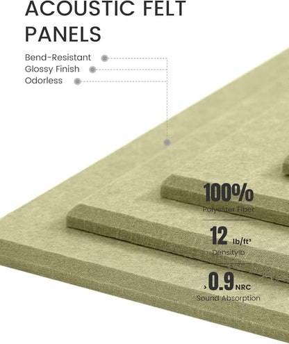 Fluxynara Large Felt Bulletin Board 48" x 36" Cork Board Alternative-12 Pack with 70 Safe Removable Adhesive Tabs, Cork Boards for Walls Cork Board for Home Office Classroom Pin Board (Olive Green)