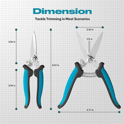 GARTOL 8" Scissors All Purpose Heavy Duty - Razor-sharp Tin Snips for Sheet Metal, Electrical Wires, Insulation, Ropes, Cardboard | Electrician Tools with Cable Notch, Ergonomic Grip | DIY Scissors