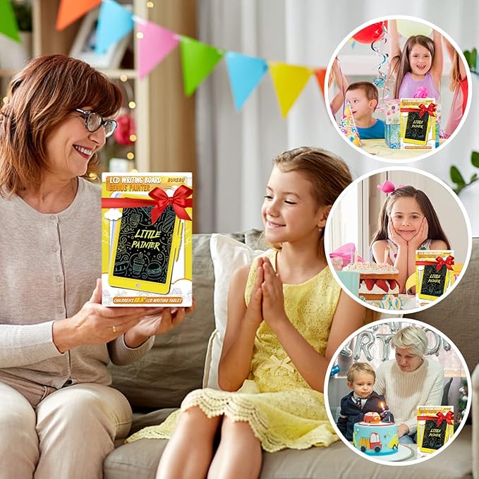 BUKEBU LCD Writing Tablet Doodle Board,10.5 inch Colorful Drawing Pad,Electronic Drawing Tablet, Drawing Pads,Travel Gifts for Kids Ages 3 4 5 6 7 8 Year Old Girls Boys (Yellow)