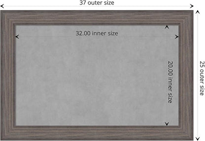 Amanti Art Grey Framed Magnetic Board 25x37 Large Vision Board for use with Magnets, 100% Metal Sheet to Display Items as Office Decor or for Home Organization in mudroom, Kitchen or Kids Room