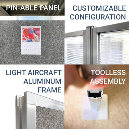Versare Pre-Configured Hush Panel Electric Cubicle | Workstation Divider Walls | Cubicle Privacy Panels | Office Partition Walls