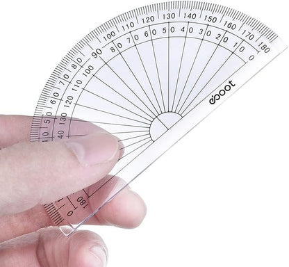 EBOOT 25 Pcs Math Protractors Plastic Protractor 180 Degrees, 4 Inches (Clear)