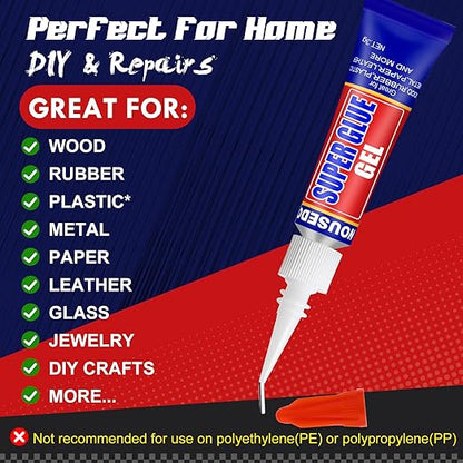 48 x 3g Super Glue Gel, Fast Strong Adhesive, Strong Cyanoacrylate (CA) Glue for Plastic, Metal, Ceramic, Leather, Wood, DIY Crafts and More – Quick Dry, Thick Formula, All-Purpose Instant Bond