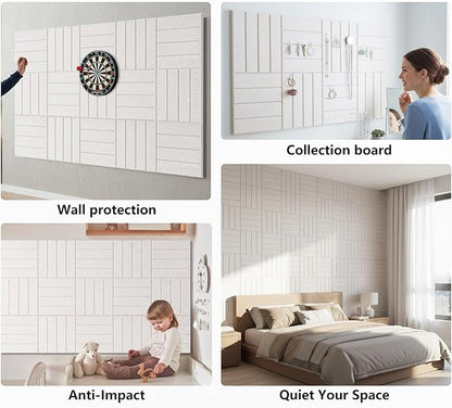 G Gamit Large Felt Wall Tiles Bulletin Board 59”x36”,Large Cork Board Alternative with 60 Pushpins, 15-Pack Felt Pin Board with 112 Safe Removable Adhesive Tabs for Home Office School (Oatmeal)