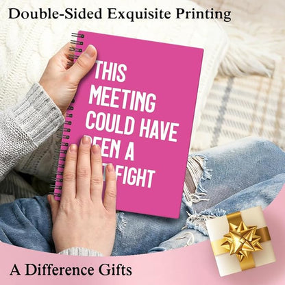 XQLZY This Meeting Could Have Been A Fist Fight Rose Red Spiral Notebook, Funny Corporate Humor Notepad, Office Sarcastic Humor Gifts for Men Women Coworker BFF Friend, Coworker Christmas Gifts