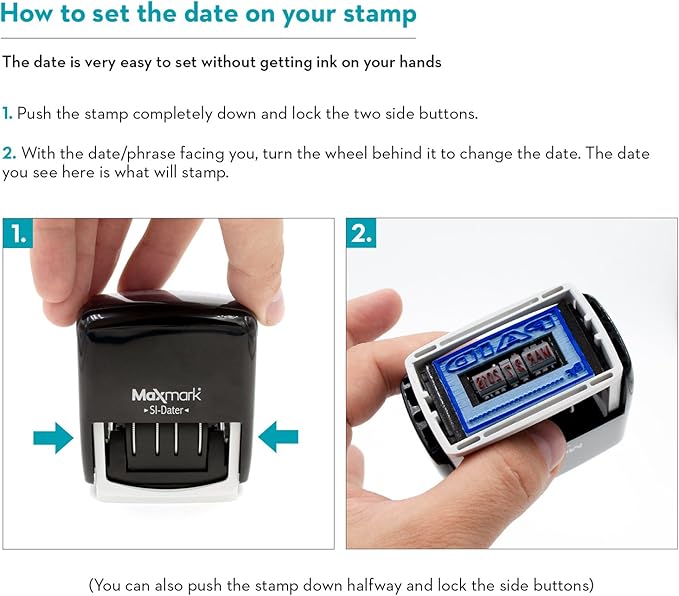 MaxMark Office Self Inking Date Stamp with Phrase Denied - Black Ink