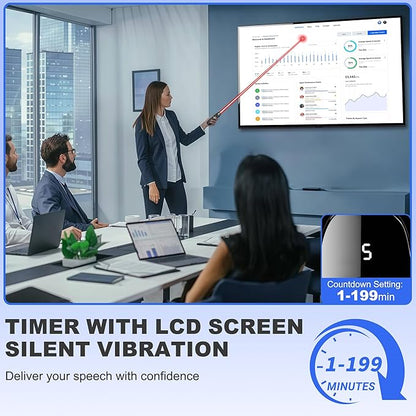 Presentation Clickers for PowerPoint with Timer, Wireless Rechargeable Laser Pointer for Laptop Presentations Remote, Power Point Remote Clicker for Computer/Mac/PPT/Google Slide Advancer