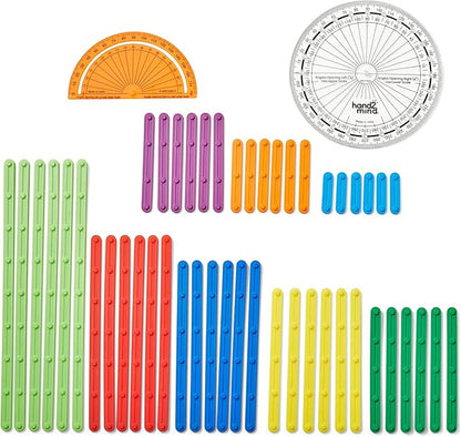 hand2mind AngLegs Starter Set with 2 Protractors, Geometry Manipulatives, Geometric Shapes for Classroom, Montessori Math Materials, Math Teaching Tools, 4th Grade Math Manipulatives for Kids