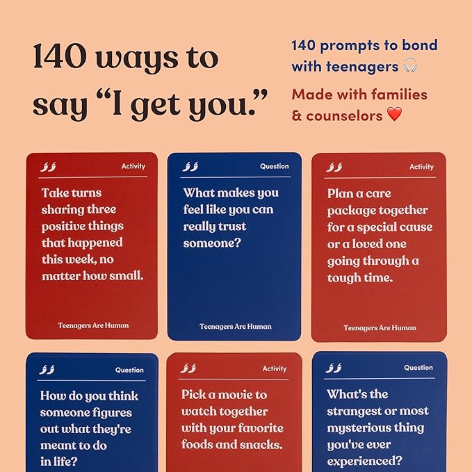 Teenagers are Human 140 Conversation Cards to Help You Get to Know Teenagers, Card Game for High Schoolers, Designed by Experts for Grades 9 to 12, Ages 14 to 17+