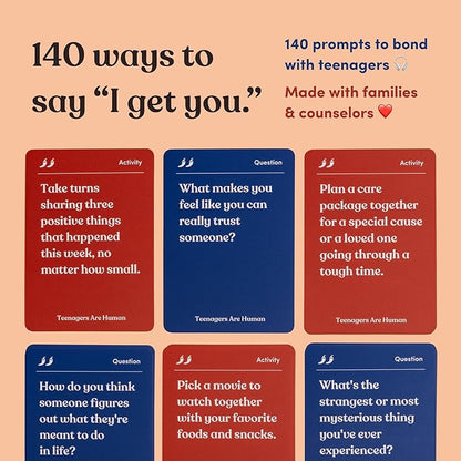 Teenagers are Human 140 Conversation Cards to Help You Get to Know Teenagers, Card Game for High Schoolers, Designed by Experts for Grades 9 to 12, Ages 14 to 17+