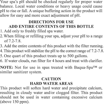SpaChoice 1-Quart Premium Control The pH, pH Balance for Hot Tub, Made in USA