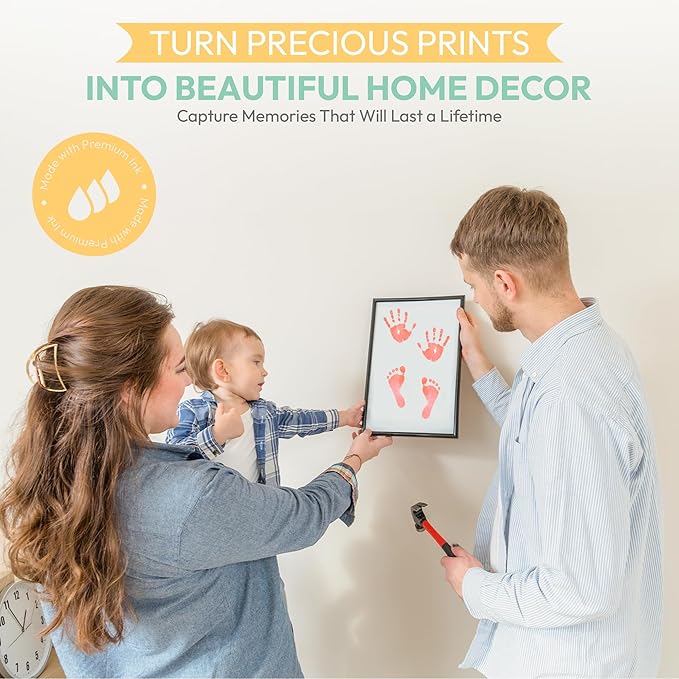 Clean Touch Ink Pad for Baby Handprints and Footprints – Inkless Infant Hand & Foot Stamp – Safe for Babies, Doesn’t Touch Skin – Perfect Family Memory or Gift – Pink Print Kit by Tiny Gifts