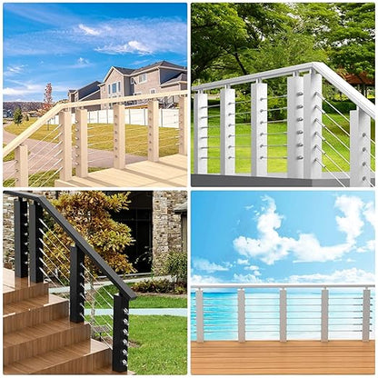 BLIKA 20 Pack 1/8" Invisible Cable Railing Kit and 20 Pack Cable Railing Adhesive Sleeves, Deck Wire Railing Kits for 2"×2" Wood/Metal Post, T316 Marine Grade