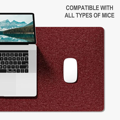 Auhoahsil Felt Desk Mat, Minimalist Large Mouse Pad XXL 35.5 x 15.7 in, Desk Matt for Desktop, Keyboard, Laptop, Computer, Office, Work from Home, Gaming, Red