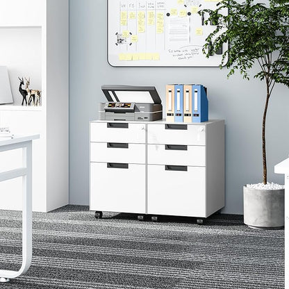 Fesbos 3 Drawer Vertical File Cabinets, Mobile Filling Cabinet with Lock for Legal/Letter Size, Pre-Built Office Storage File Cabinet with Wheels Under Desk - Fully Assembled