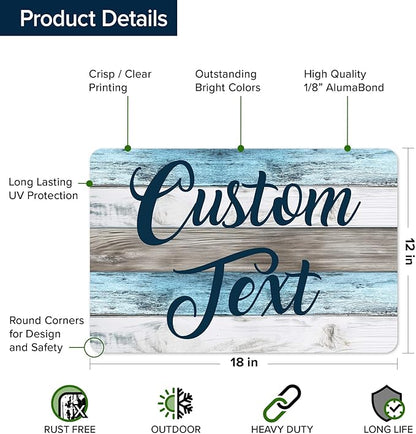 Custom Sign, Custom Street Sign, 11 Font Colors, 13 Font Styles, 4 Hole Options, 22 Sizes, 12x18 Inches, Rust Free DiBound, Fade Resistant, Made in USA by My Sign Center (Coastal)
