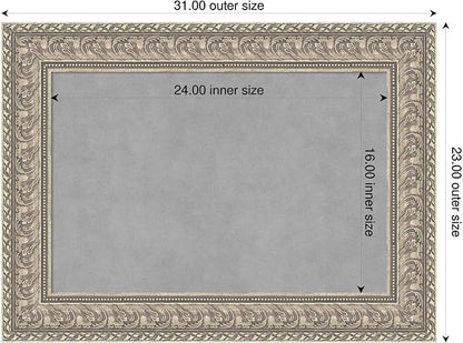 Amanti Art Silver Framed Magnetic Board 23x31 Medium Vision Board for use with Magnets, 100% Metal Sheet to Display Items as Office Decor or for Home Organization in mudroom, Kitchen or Kids Room