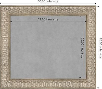 Amanti Art Silver Framed Magnetic Board 26x30 Medium Vision Board for use with Magnets, 100% Metal Sheet to Display Items as Office Decor or for Home Organization in mudroom, Kitchen or Kids Room
