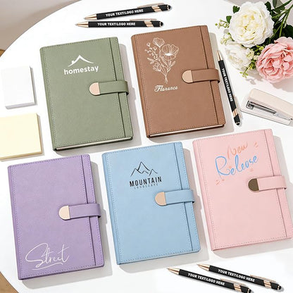 Lined ENOMY Personalized Notebook Set with 10PC Pens Custom Journal with Pen Holder Personalized Jouring Notebook for Writing Men Women Gift, Green