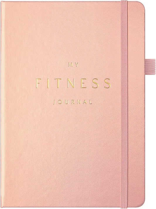 &And Per Se Fitness Workout Journal for Men & Women, Workout Log Book Planner with Daily Diet, Gym Exercise & Training Trackers - Undated, A5 Size, Leather Hardcover (Rose Gold)