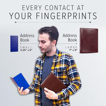 Gallery Leather Large Address Book with Alphabetical Tabs up to 480 Records, Leather Notebook Hardcover, Telephone and Address Books - 9x7", Desk Address, Acadia Hope