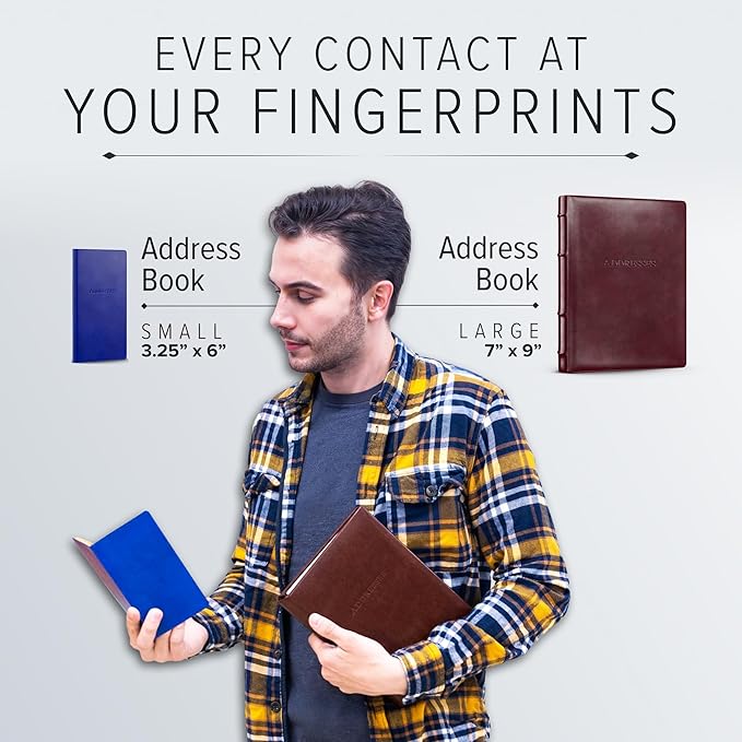 Gallery Leather Large Address Book with Alphabetical Tabs up to 480 Records, Leather Notebook Hardcover, Telephone and Address Books - 9x7, Desk Address, Acadia Navy