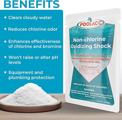 Non-Chlorine Spa Shock Oxidizer for Hot Tub, Chlorine-Free Treatment & Enhanced Oxidizing Shock for Hot Tubs & Spas, Single Dose Packets for Easy Hot Tub Maintenance & Treatment - 6 Packs (0.75lbs)