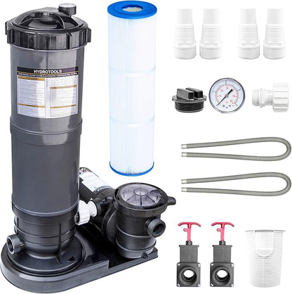 SWIMLINE HYDROTOOLS Model 76101 Sure-Flo Above-Ground Pool Cartridge Filter System - 100 Sq. Ft. Filtration Area, 1.2 THP, 4,980 GPH, 110V/60Hz Single Speed Pump for Pools up to 21,000 Gallons