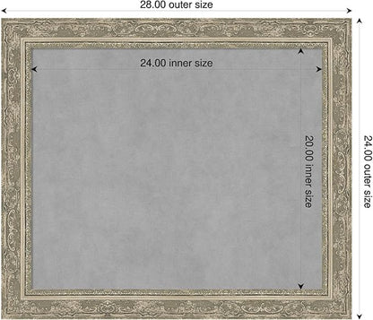 Amanti Art Silver Framed Magnetic Board 24x28 Medium Vision Board for use with Magnets, 100% Metal Sheet to Display Items as Office Decor or for Home Organization in mudroom, Kitchen or Kids Room