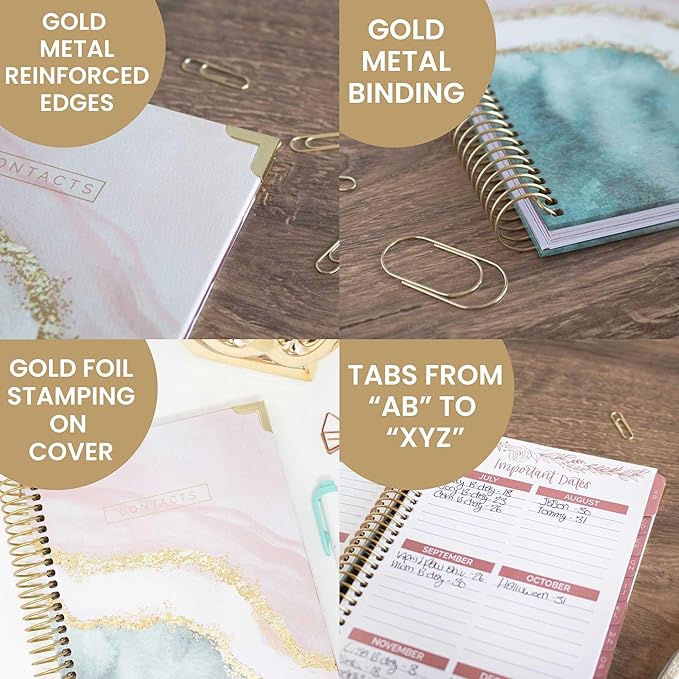 bloom daily planners Hardcover Contacts Address Password Book - Alphabetical Organizer with Tabs - 6” x 8.25" - Daydream Believer
