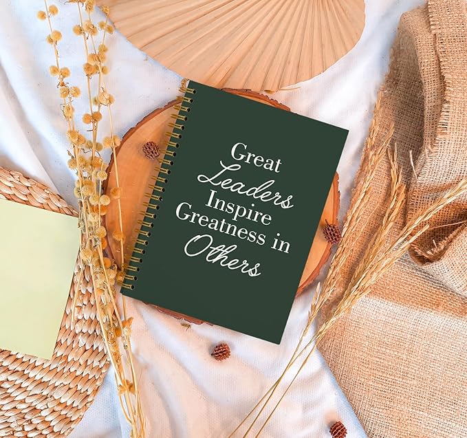 OXW Leadership Gifts Notebook Journal, Leader Gifts for Women Men, Meeting Notebook for Work, Thank You Gifts for Leader Boss Mentor Supervisor, Dark Green Spiral Notebook 5.5 x 8.3