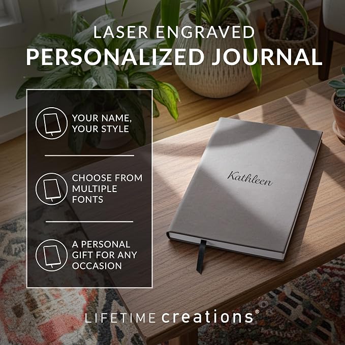 Lifetime Creations Personalized Journal Notebook (Dark Brown) - Customized Hardcover Vegan Leather Writing Notepad, Business Meeting Hard Cover Note Book Gift for Professionals