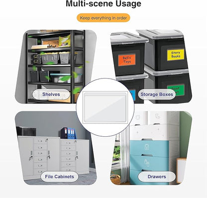 Clear Adhesive Business Card Pocket swith Side Open for Loading, 50 Pack, Plastic Labels Holders for Storage Bins and Library Card, Ideal for Organizing and Protecting Your Business Cards