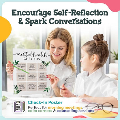 Mental Health Posters - 12 PCS (11"x14") - Coping Skills, Boundary Statements and Growth Mindset for Classroom, Therapy Office, Counseling Decor, Mental Health Gifts, School Counselor, Psych Supplies