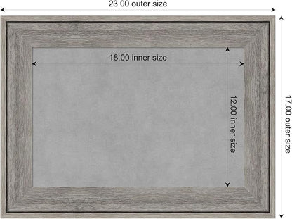Amanti Art Grey Framed Magnetic Board 17x23 Small Vision Board for use with Magnets, 100% Metal Sheet to Display Items as Office Decor or for Home Organization in mudroom, Kitchen or Kids Room