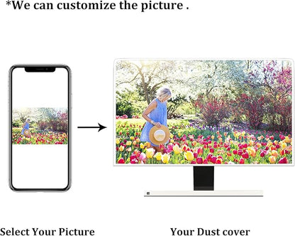 Baocicco Gold Pink Marble Waterproof Computer Monitor Dust Cover 26, 27, 28 Inch Monitor Accessories Laptop TV LCD Screen Decoration for Tablet Anti-Static Dustproof Protective for Home Office