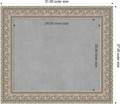 Amanti Art Silver Framed Magnetic Board 27x31 Medium Vision Board for use with Magnets, 100% Metal Sheet to Display Items as Office Decor or for Home Organization in mudroom, Kitchen or Kids Room