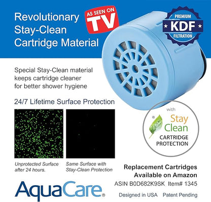 AquaCare Skin & Hair - World's Only Handheld Shower Head Filter with Built-in Hand Shower Bracket, ON/OFF Filtration Modes, Instant Cartridge Reload & Stay-Clean American KDF Cartridge, Matte Black