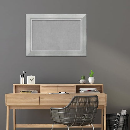 Amanti Art Silver Framed Magnetic Board 27x39 Large Vision Board for use with Magnets, 100% Metal Sheet to Display Items as Office Decor or for Home Organization in mudroom, Kitchen or Kids Room