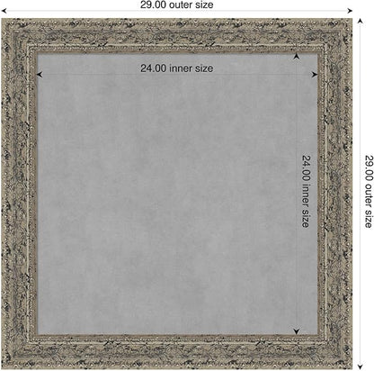 Amanti Art Silver Framed Magnetic Board 29x29 Medium Vision Board for use with Magnets, 100% Metal Sheet to Display Items as Office Decor or for Home Organization in mudroom, Kitchen or Kids Room